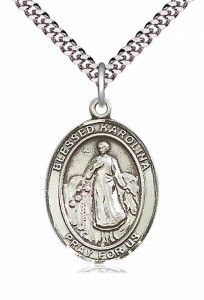 Men's Pewter Oval Blessed Karolina Kozkowna Medal [BLPW281]