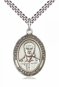 Men's Pewter Oval Blessed Pier Giorgio Frassati Medal [BLPW277]