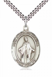 Men's Pewter Oval Our Lady of Africa Medal [BLPW268]