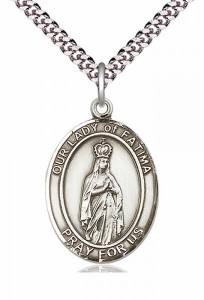 Men's Pewter Oval Our Lady of Fatima Medal [BLPW211]