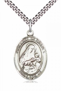 Men's Pewter Oval Our Lady of Grapes Medal [BLPW341]