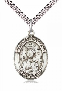 Men's Pewter Oval Our Lady of La Vang Medal [BLPW141]