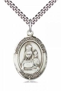 Men's Pewter Oval Our Lady of Loretto Medal [BLPW110]