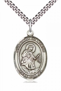 Men's Pewter Oval Our Lady of Mercy Medal [BLPW287]