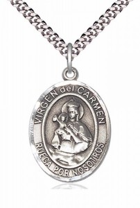 Men's Pewter Oval Our Lady of Mount Carmel Medal [BLPW244]