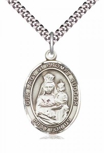 Men's Pewter Oval Our Lady of Prompt Succor Medal [BLPW297]