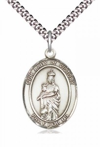 Men's Pewter Oval Our Lady of Victory Medal [BLPW303]