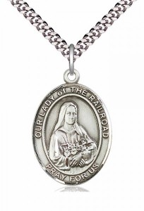 Men's Pewter Oval Our Lady of the Railroad Medal [BLPW248]