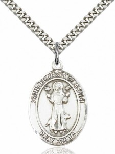 Men's Pewter Oval Saint Francis of Assisi Medal [BLPW047]