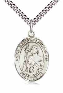 Men's Pewter Oval St. Adrian of Nicomedia Medal [BLPW346]