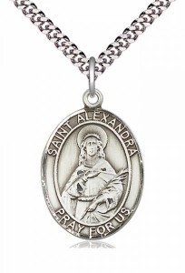 Men's Pewter Oval St. Alexandra Medal [BLPW221]