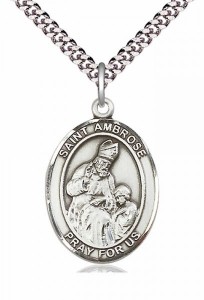 Men's Pewter Oval St. Ambrose Medal [BLPW165]