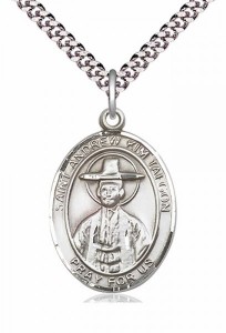 Men's Pewter Oval St. Andrew Kim Taegon Medal [BLPW365]