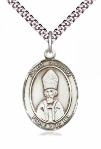 Men's Pewter Oval St. Anselm of Canterbury Medal [BLPW337]