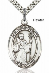 Men's Pewter Oval St. Augustine Medal [BLPW009]