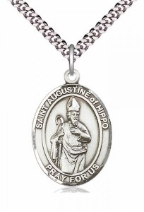 Men's Pewter Oval St. Augustine of Hippo Medal [BLPW209]