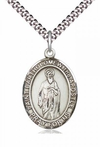 Men's Pewter Oval St. Bartholomew the Apostle Medal [BLPW239]