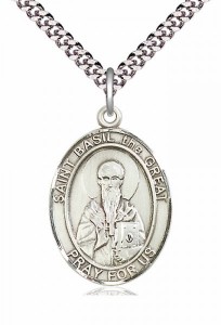 Men's Pewter Oval St. Basil the Great Medal [BLPW274]