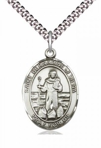 Men's Pewter Oval St. Bernadine of Sienna Medal [BLPW378]