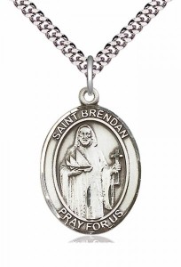 Men's Pewter Oval St. Brendan the Navigator Medal [BLPW020]