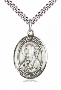 Men's Pewter Oval St. Brigid of Ireland Medal [BLPW153]