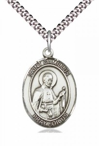 Men's Pewter Oval St. Camillus of Lellis Medal [BLPW022]