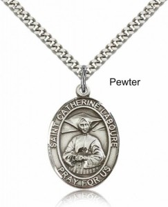 Men's Pewter Oval St. Catherine Laboure Medal [BLPW024]
