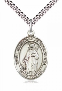 Men's Pewter Oval St. Catherine of Alexandria Medal [BLPW338]