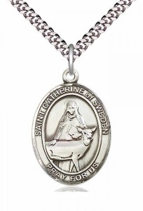 Men's Pewter Oval St. Catherine of Sweden Medal [BLPW332]