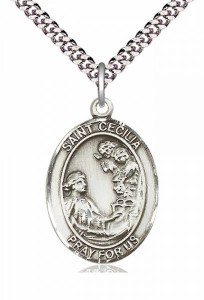 Men's Pewter Oval St. Cecilia Medal [BLPW018]