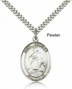 Men's Pewter Oval St. Charles Borromeo Medal [BLPW023]