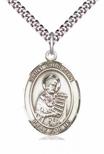 Men's Pewter Oval St. Christian Demosthenes Medal [BLPW257]