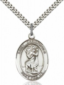 Men's Pewter Oval St. Christopher Medal [BLPW027]