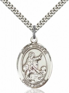 Men's Pewter Oval St. Colette Medal [BLPW267]