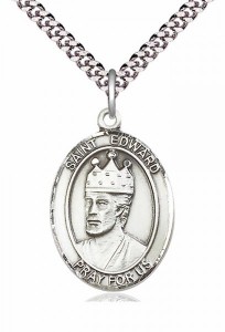 Men's Pewter Oval St. Edward the Confessor Medal [BLPW038]