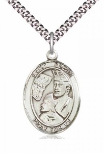 Men's Pewter Oval St. Edwin Medal [BLPW354]