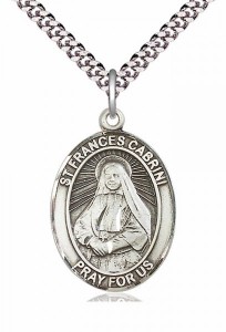 Men's Pewter Oval St. Frances Cabrini Medal [BLPW013]