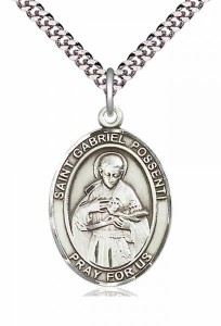 Men's Pewter Oval St. Gabriel Possenti Medal [BLPW278]