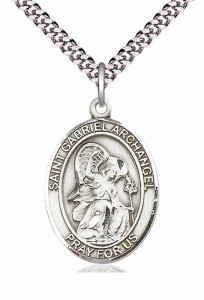 Men's Pewter Oval St. Gabriel the Archangel Medal [BLPW050]