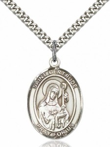 Men's Pewter Oval St. Gertrude of Nivelles Medal [BLPW224]