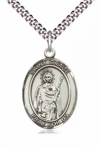 Men's Pewter Oval St. Grace Medal [BLPW255]