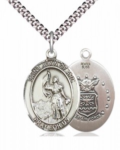 Men's Pewter Oval St. Joan of Arc Air Force Medal [BLPW070]