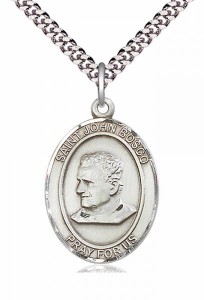 Men's Pewter Oval St. John Bosco Medal [BLPW076]