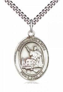 Men's Pewter Oval St. John Licci Medal [BLPW351]