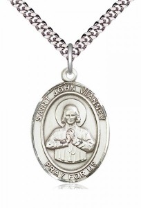 Men's Pewter Oval St. John Vianney Medal [BLPW280]
