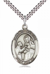 Men's Pewter Oval St. John of God Medal [BLPW139]