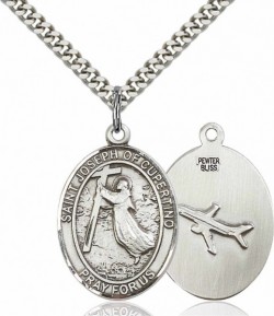 Men's Pewter Oval St. Joseph of Cupertino Medal [BLPW078]