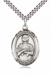 Men's Pewter Oval St. Kateri Medal [BLPW082]