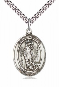 Men's Pewter Oval St. Lazarus Medal [BLPW087]