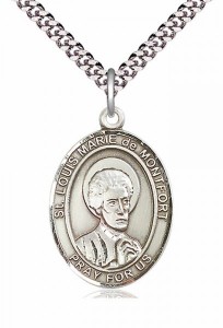Men's Pewter Oval St. Louis Marie De Montfort Medal [BLPW327]